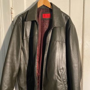 Nicole Miller Forest Green Men’s Leather Jacket Lg